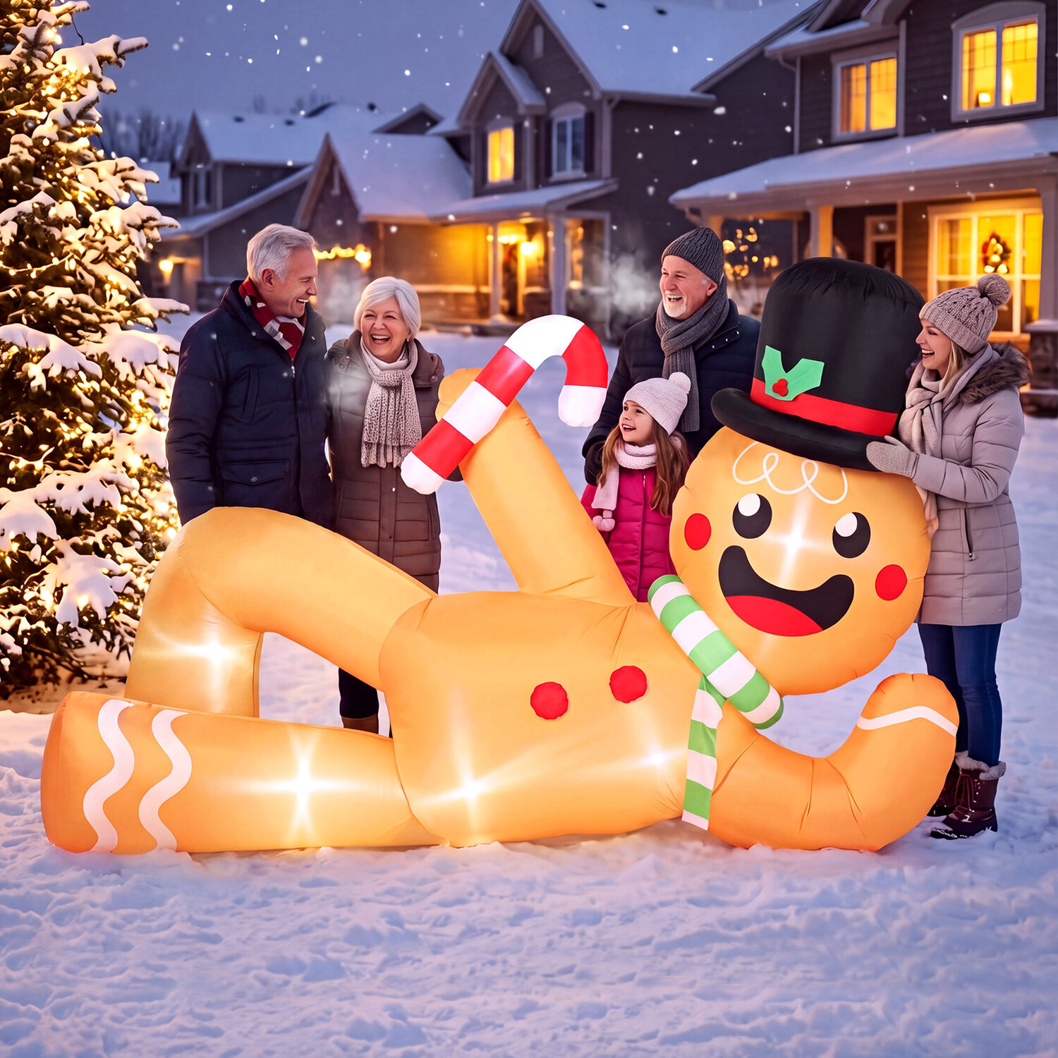 Outsunny 9.8Ft Christmas Inflatable Gingerbread, Blow Up Christmas Decor - Image 5