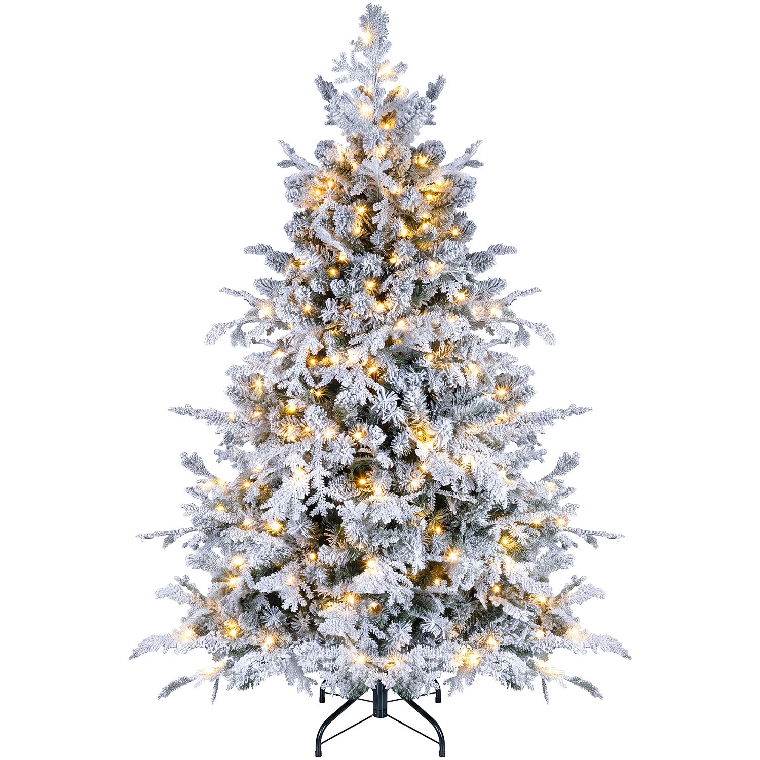 Costway 5 Ft Flocked Christmas Tree With Lights Hinged White