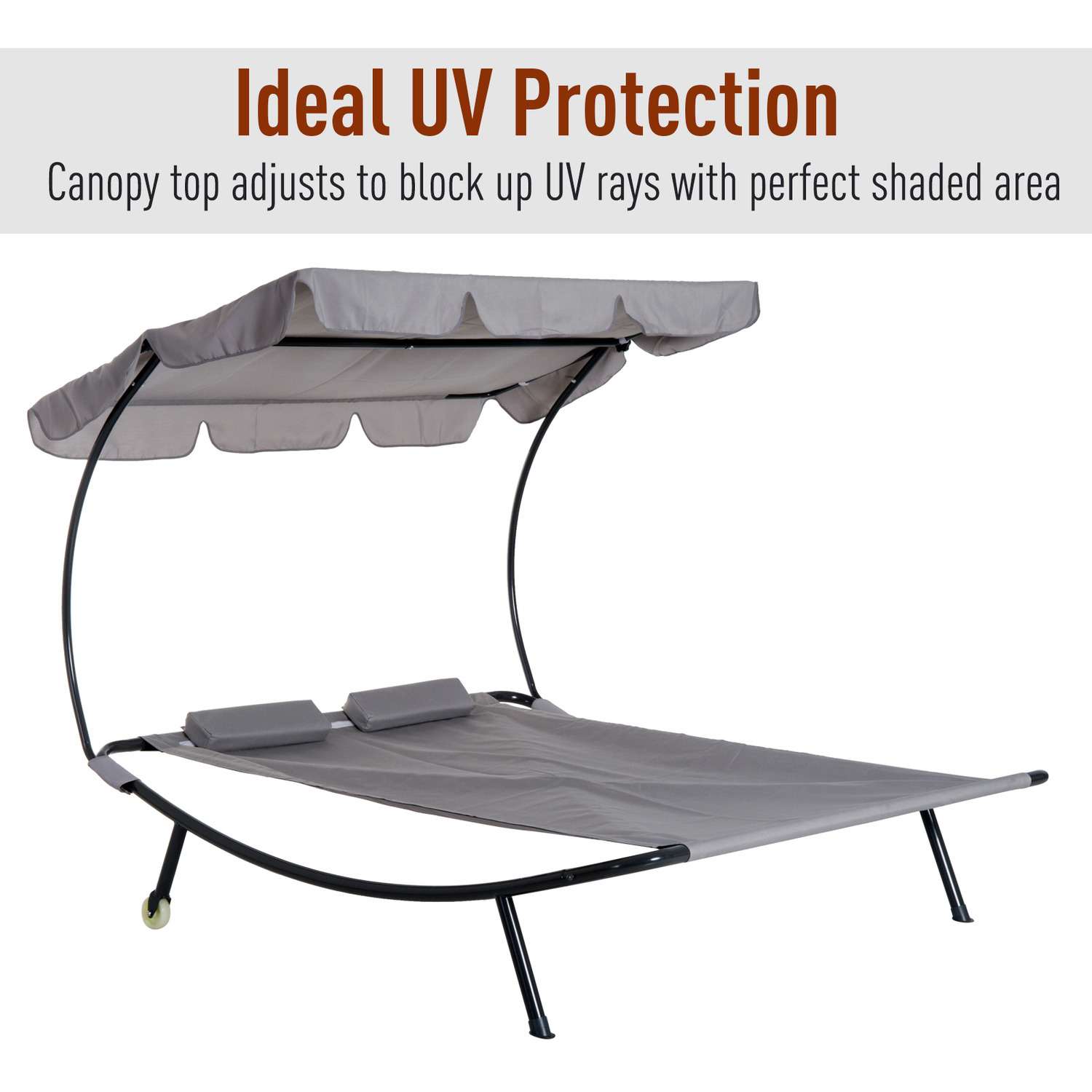 Outsunny Double Hammock Sun Lounger - Grey