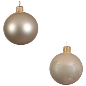 10 Pearl Gold Glass Baubles 6cm