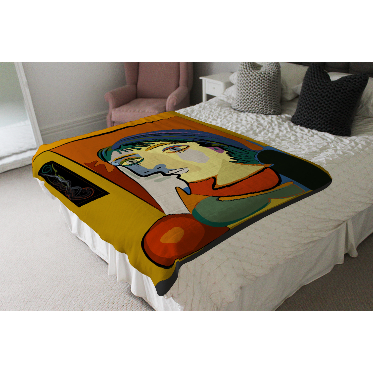 Thinking Woman Blanket - Orange