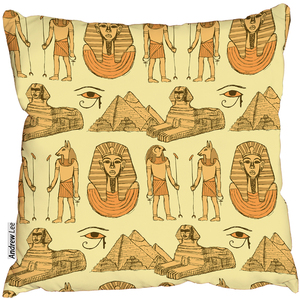 Egyptian Sketch Symbols Cushion