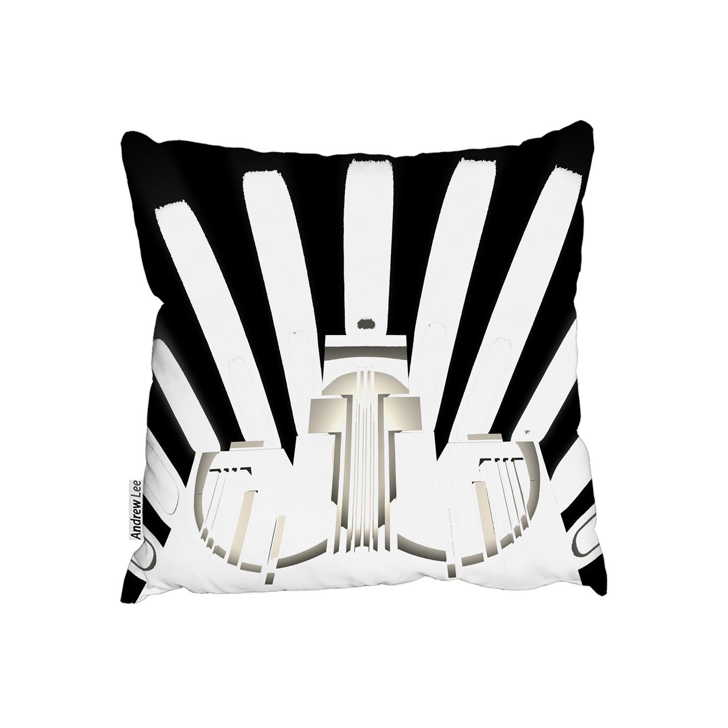 Art Deco Skyscraper In Black  White Cushion - Black / 60cm