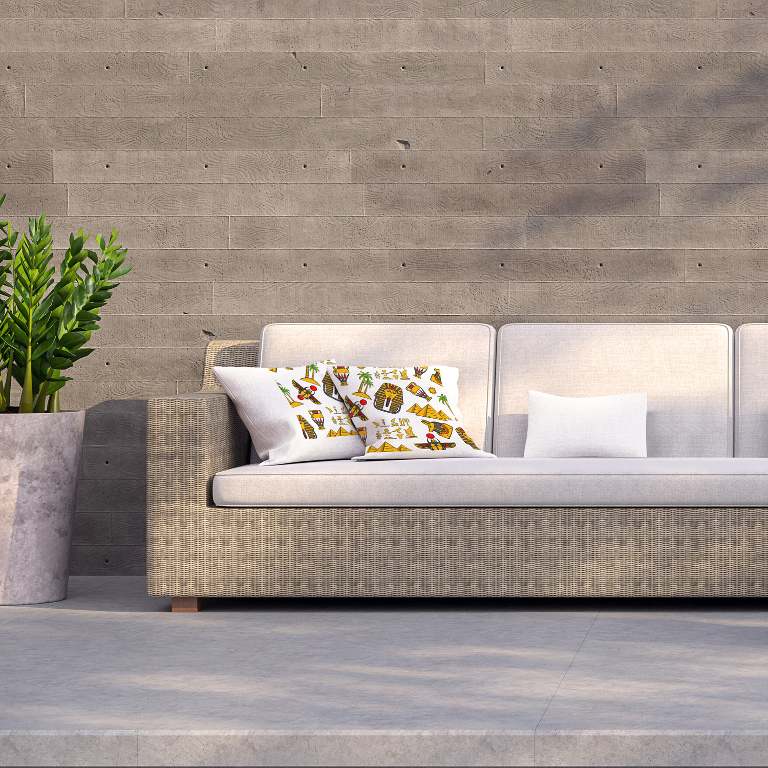 Ancient Egyptian Hieroglyphics Outdoor Cushion - Orange / 60cm