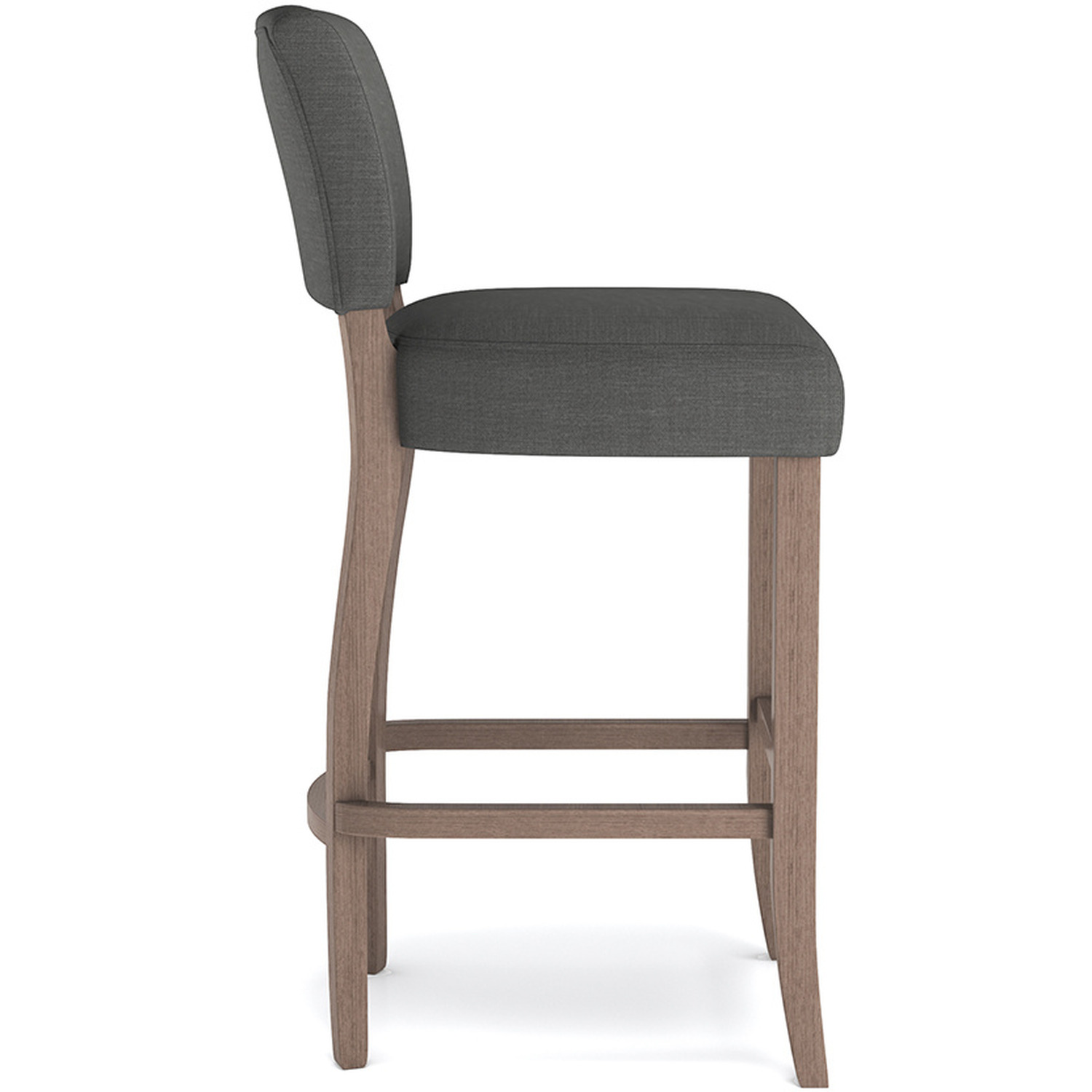 2 Set Linen Bar Stools Counter Dining Chair With Solid Wood Leg Footrest - Dark Grey