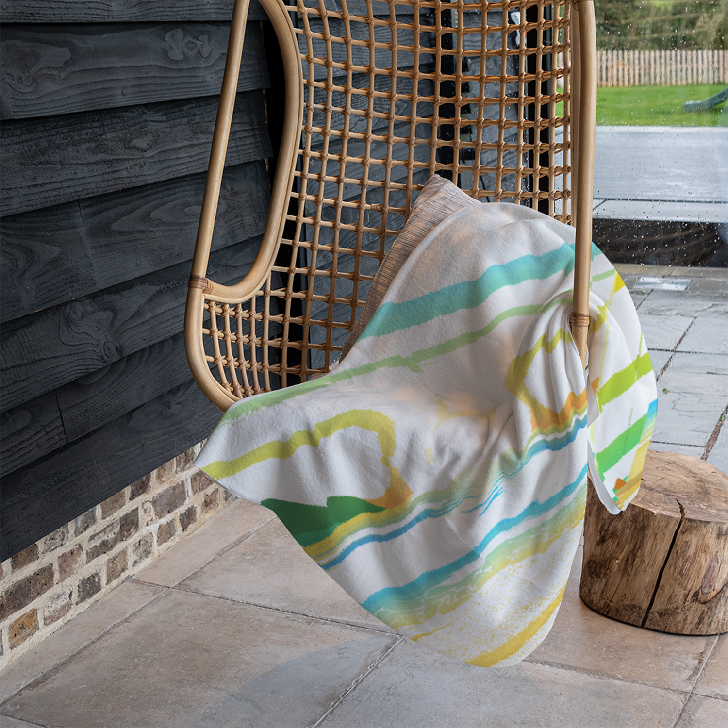 Surf Board On Beach Blanket - Yellow