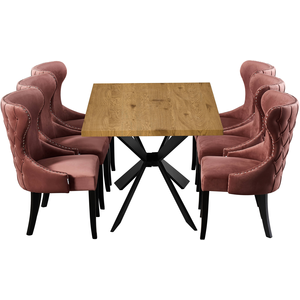 Pink Mayfair Duke LUX Dining Set with a Table and Chairs Set of 6 shot 2489862