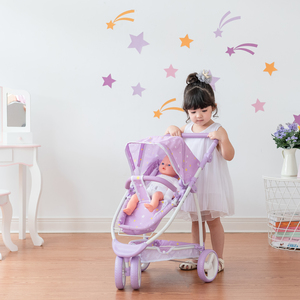 Olivia's Little World Twinkle Stars Princess 2-in-1 Baby Doll Stroller, Purple