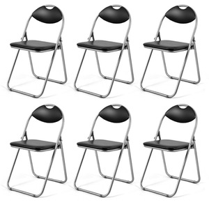 Costway 6 Pack Commercial Grade Metal Folding Chair- Black