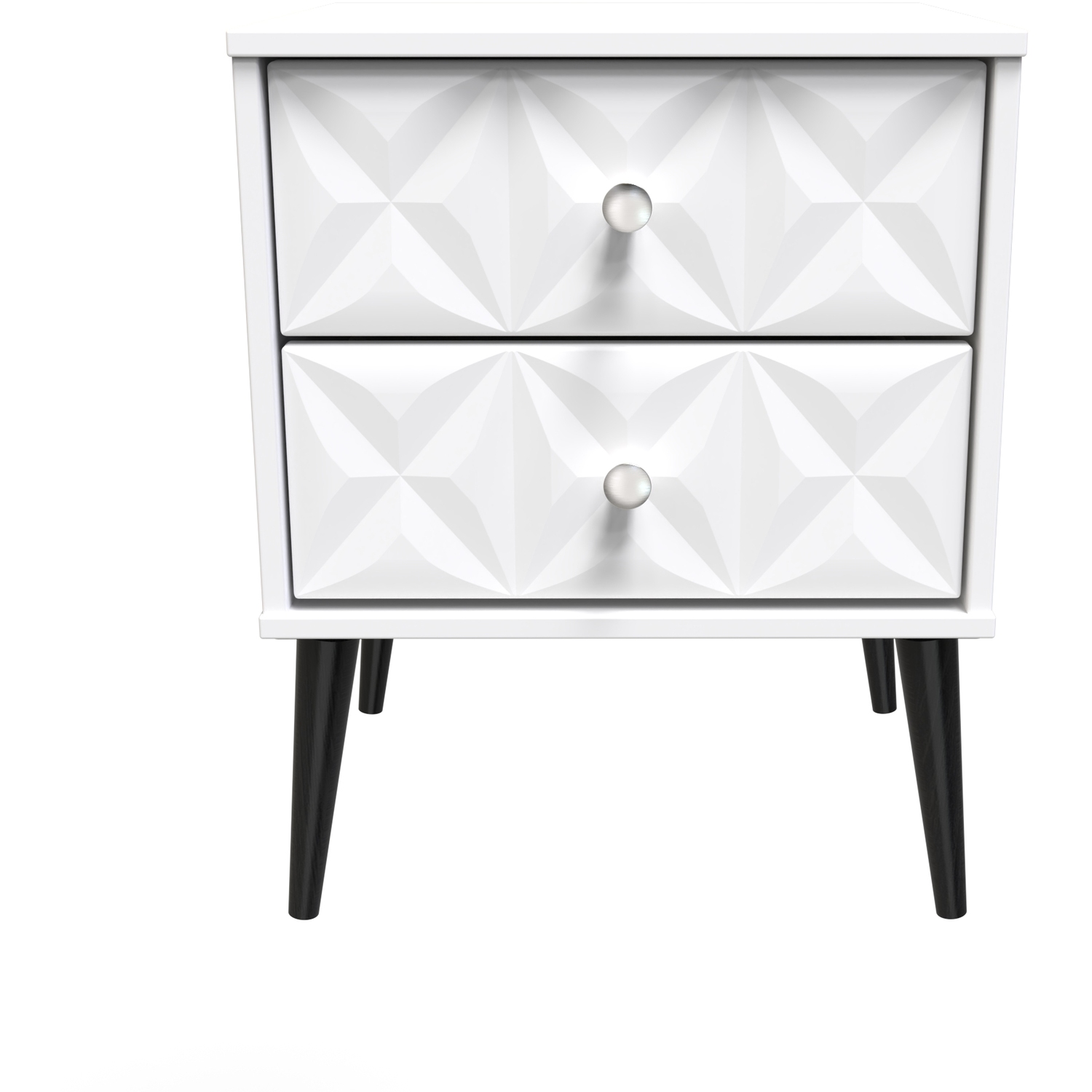 Pixel Ready Assembled 2 Drawer Bedside Cabinet - White Matt