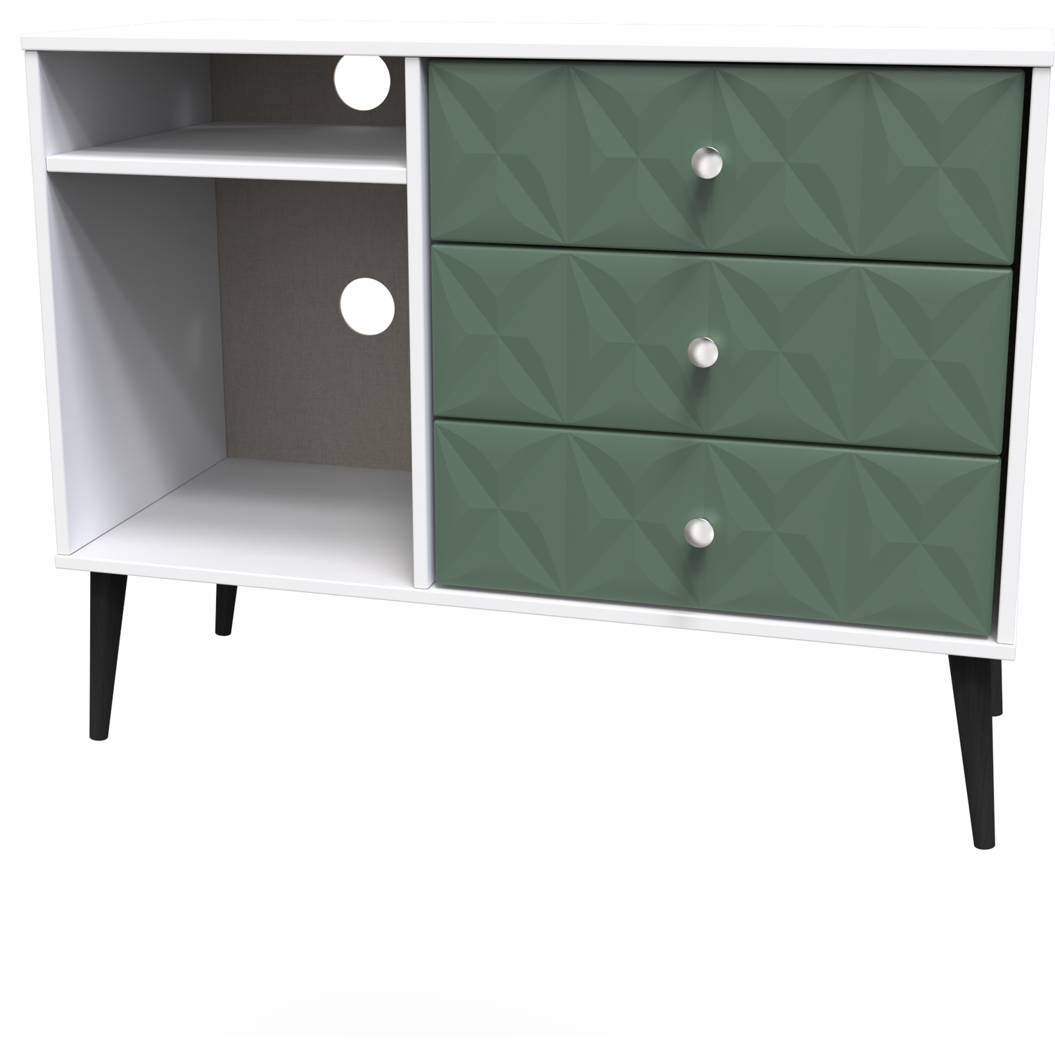 Pixel 3 Drawer Tv Unit - Labrador Green White