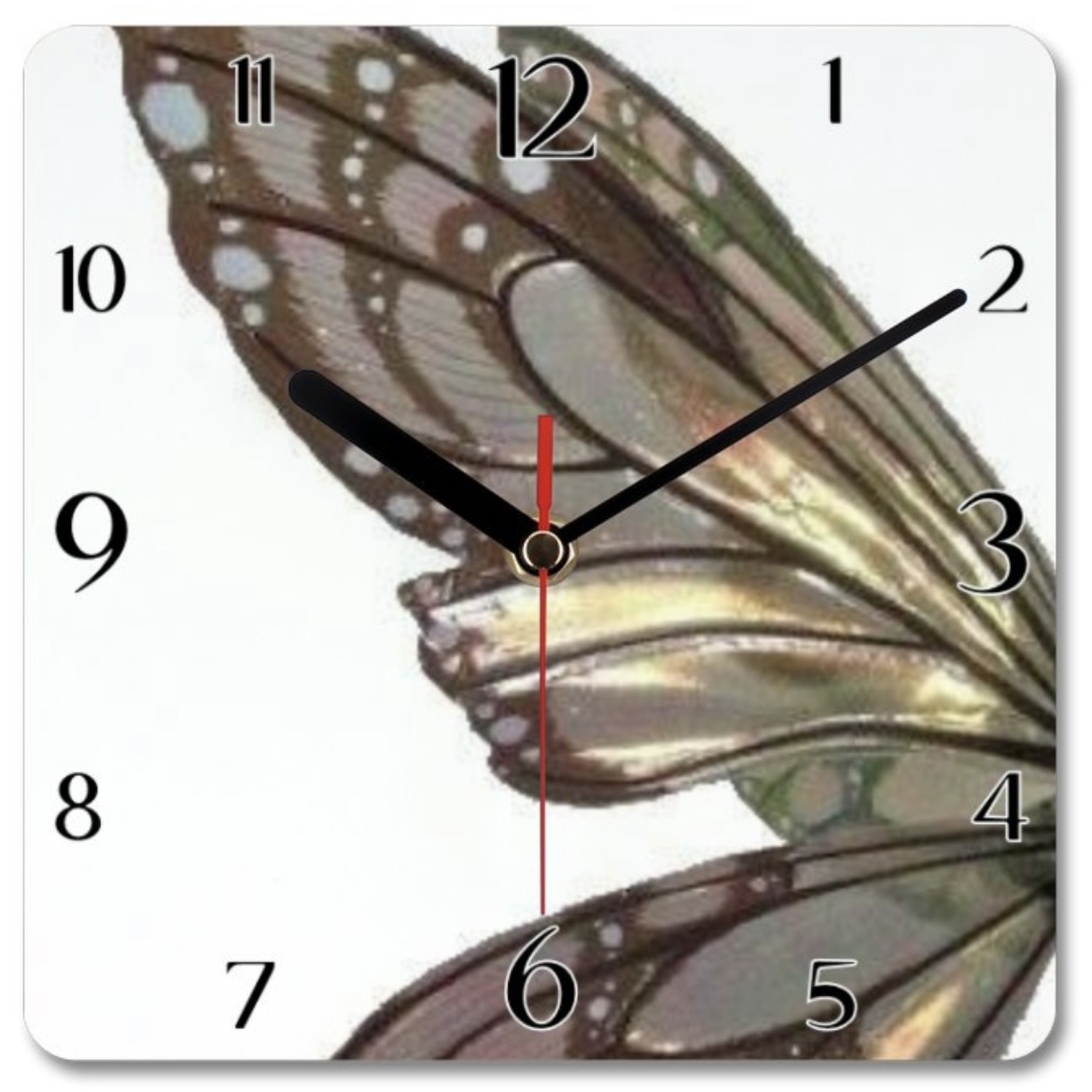 Butterfly Art Wall Clock - Gold