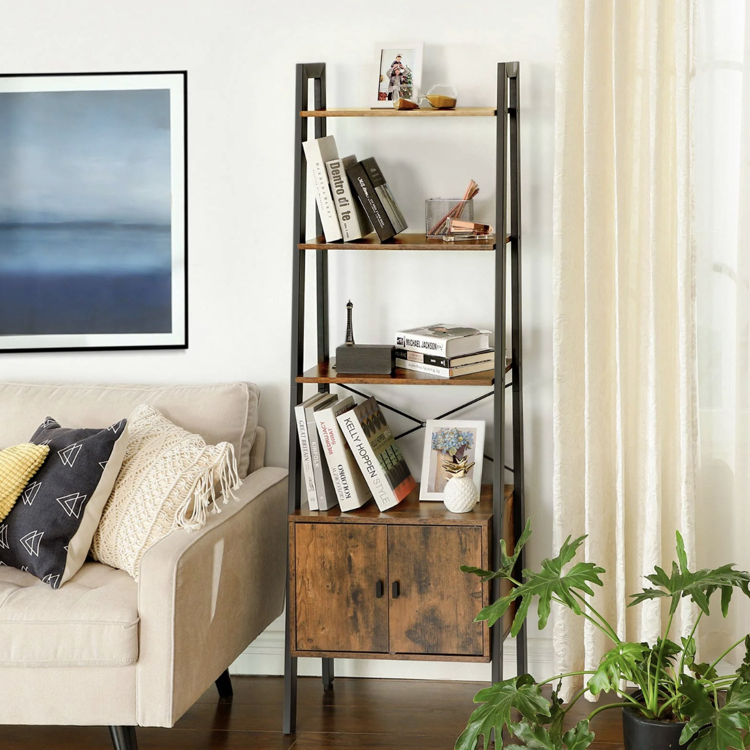 Industrial Retro Ladder Storage Cupboard - Brown thumbnail