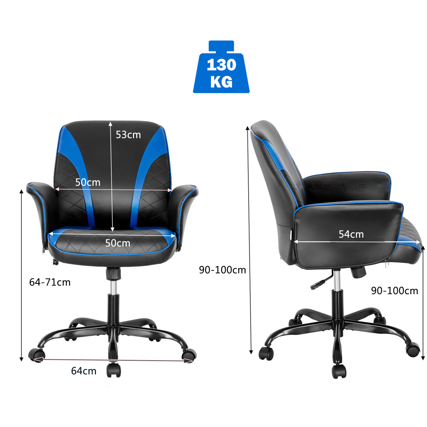 Costway Office Computer Desk Chair-Blue