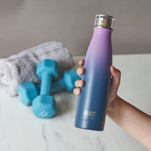 Built 500ml Double Walled Stainless Steel Water Bottle Pink and Blue Ombre