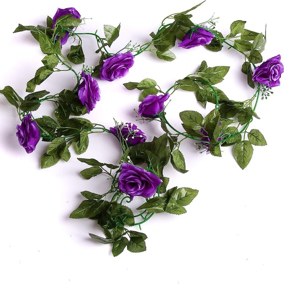 Best Artificial 7ft Purple Silk Rose Garland