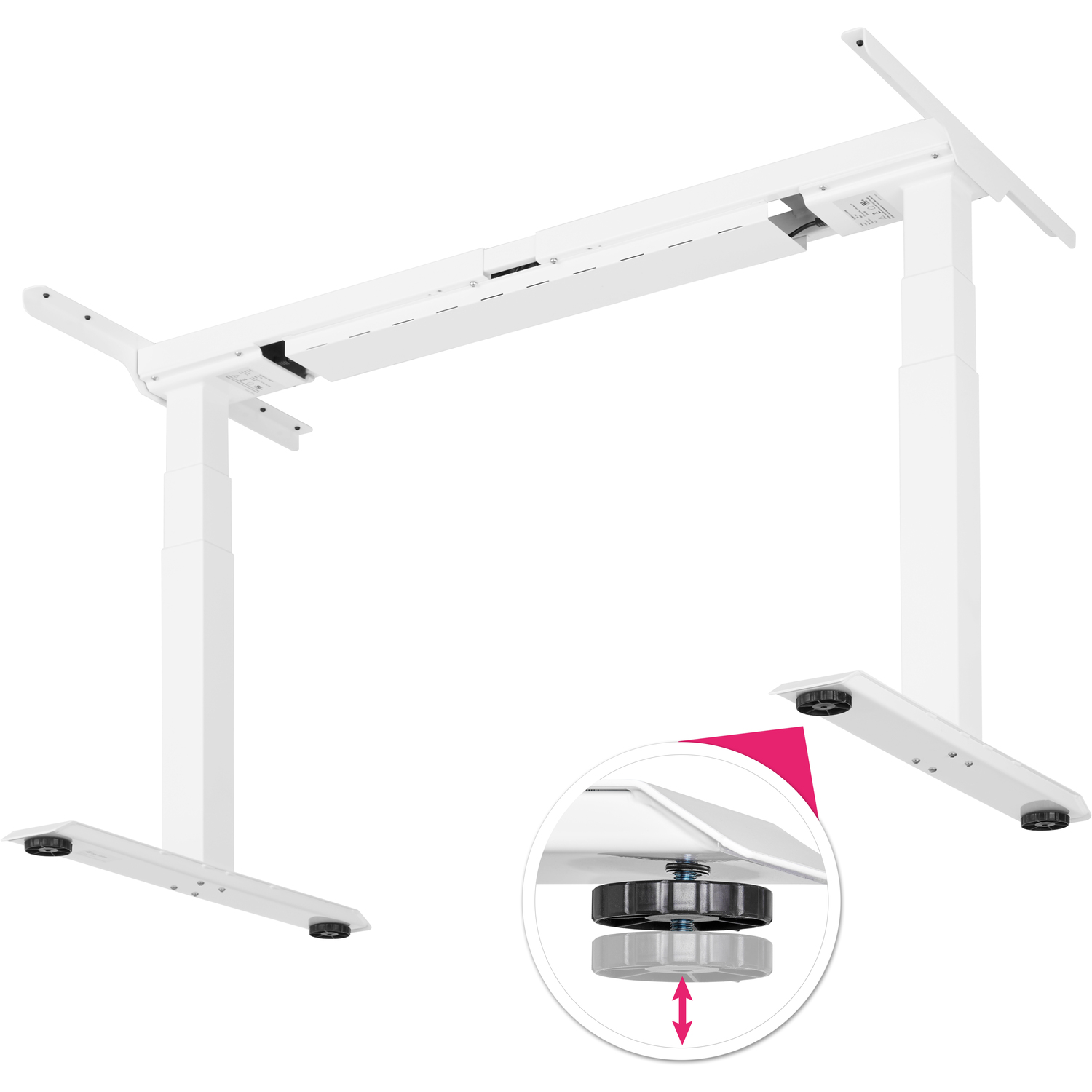 Motorised Standing Desk Frame With Memory Functions - White 190cm