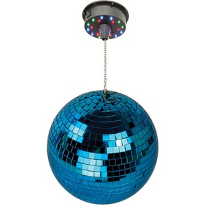 Blue Glitter Mirror Ball with LED Colour Lights Rotating Motor shot 3956058