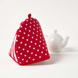 Tea Cosy Double Design Polka Dots Red Teapot Warmer