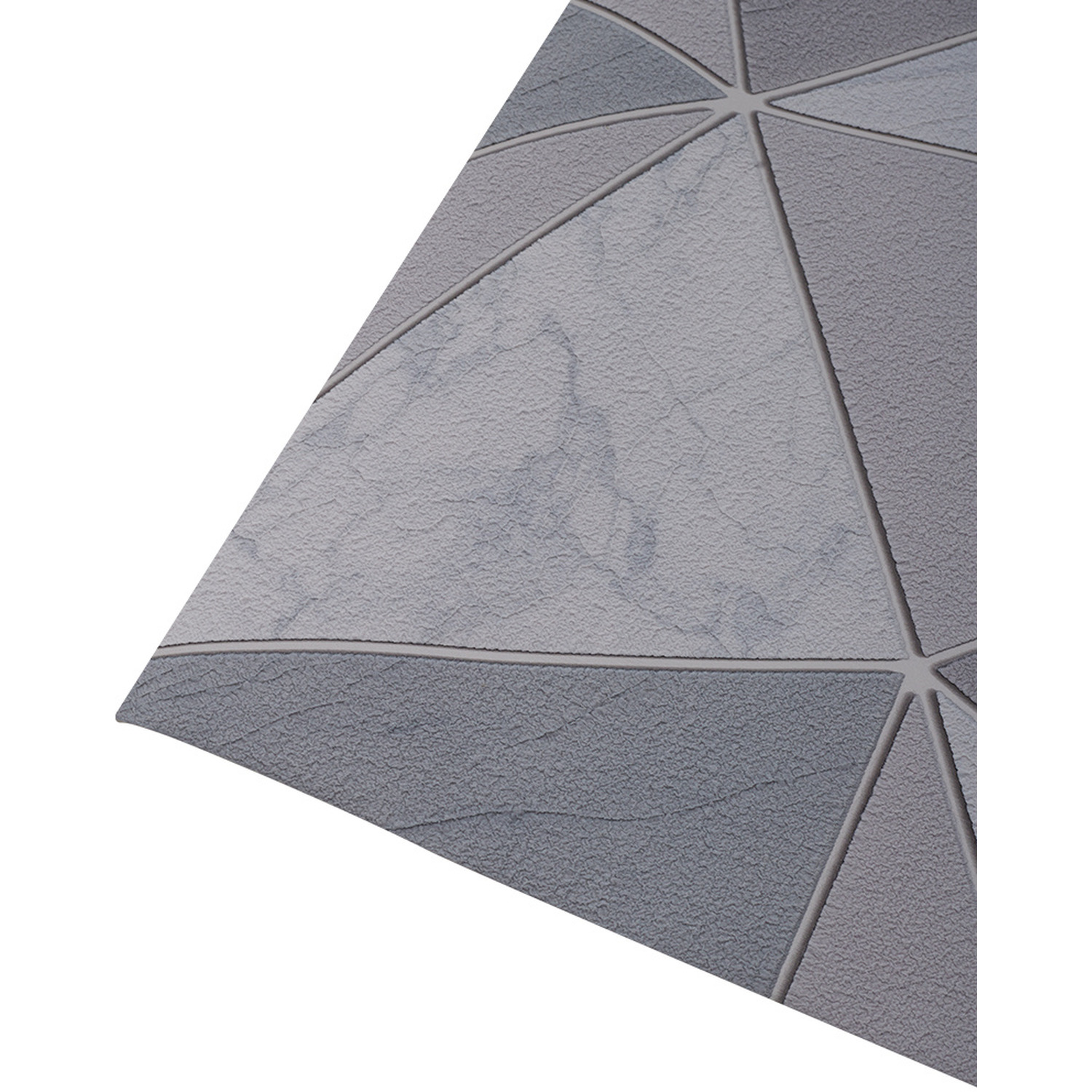 Metallic Geometric Pvc Wallpaper Roll - Light Grey