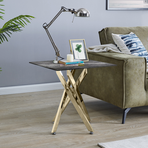 Leonardo Side Table Glass Marble Top Gold Legs