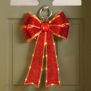 LED Red Door Bow