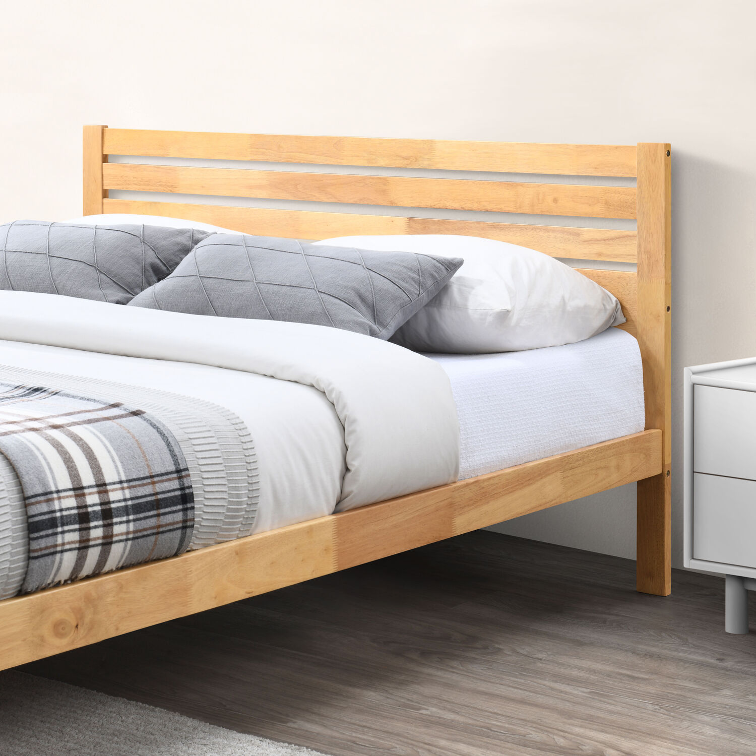 Dylan Solid Rubber Wood King Size Bed Frame - Natural Oak