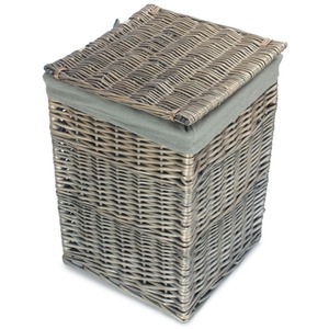Antique Wash Square Laundry Basket with Grey Sage Lining