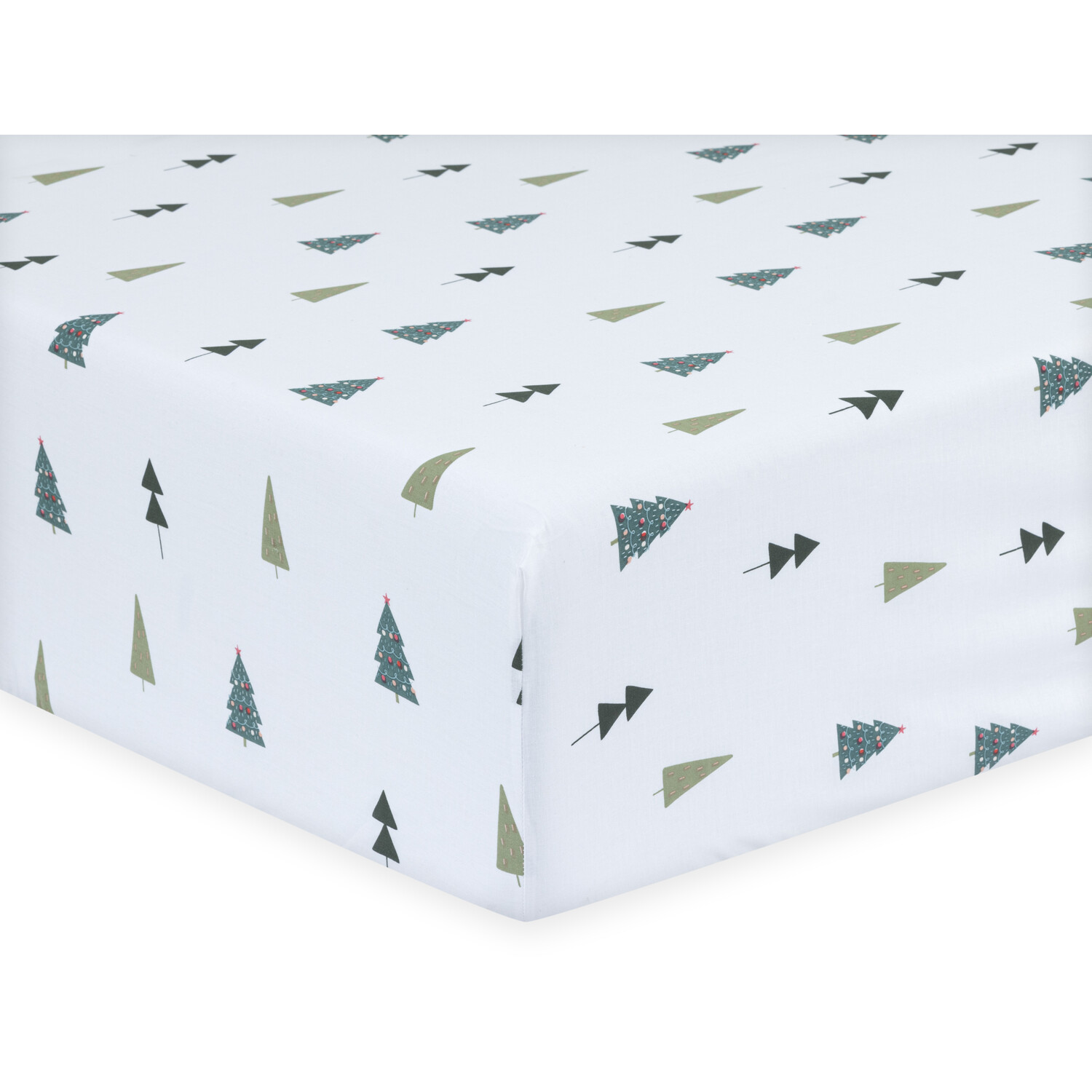 Festive Trees Fitted Sheet - White