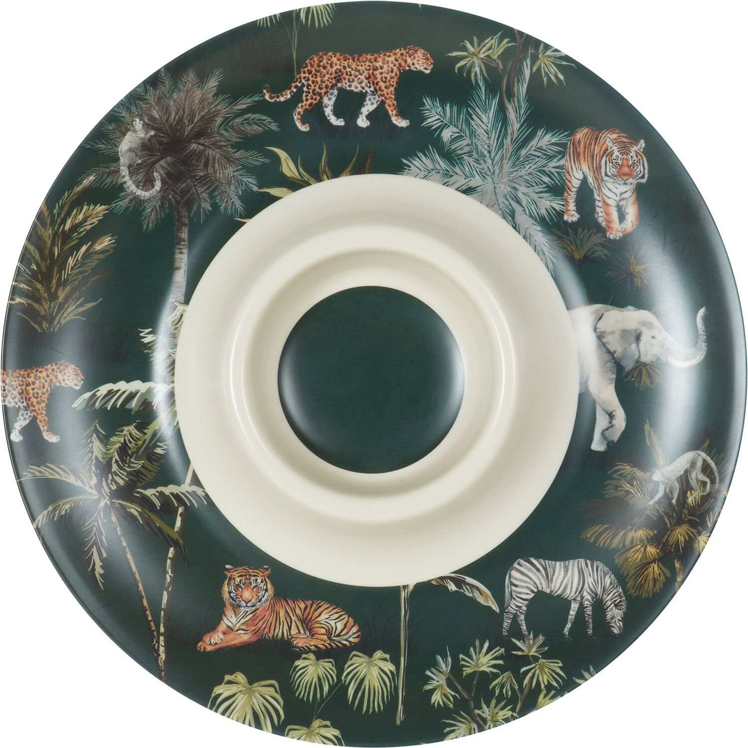 Boho Jungle Chip Dip Platter - Dark Green