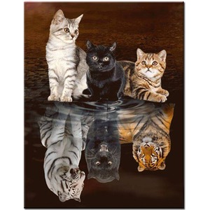 Kittens in Puddle Canvas Diamond Art Painting