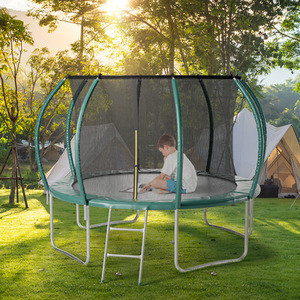 Children Ladder-Equipped Enclosure Trampoline for Secure Play