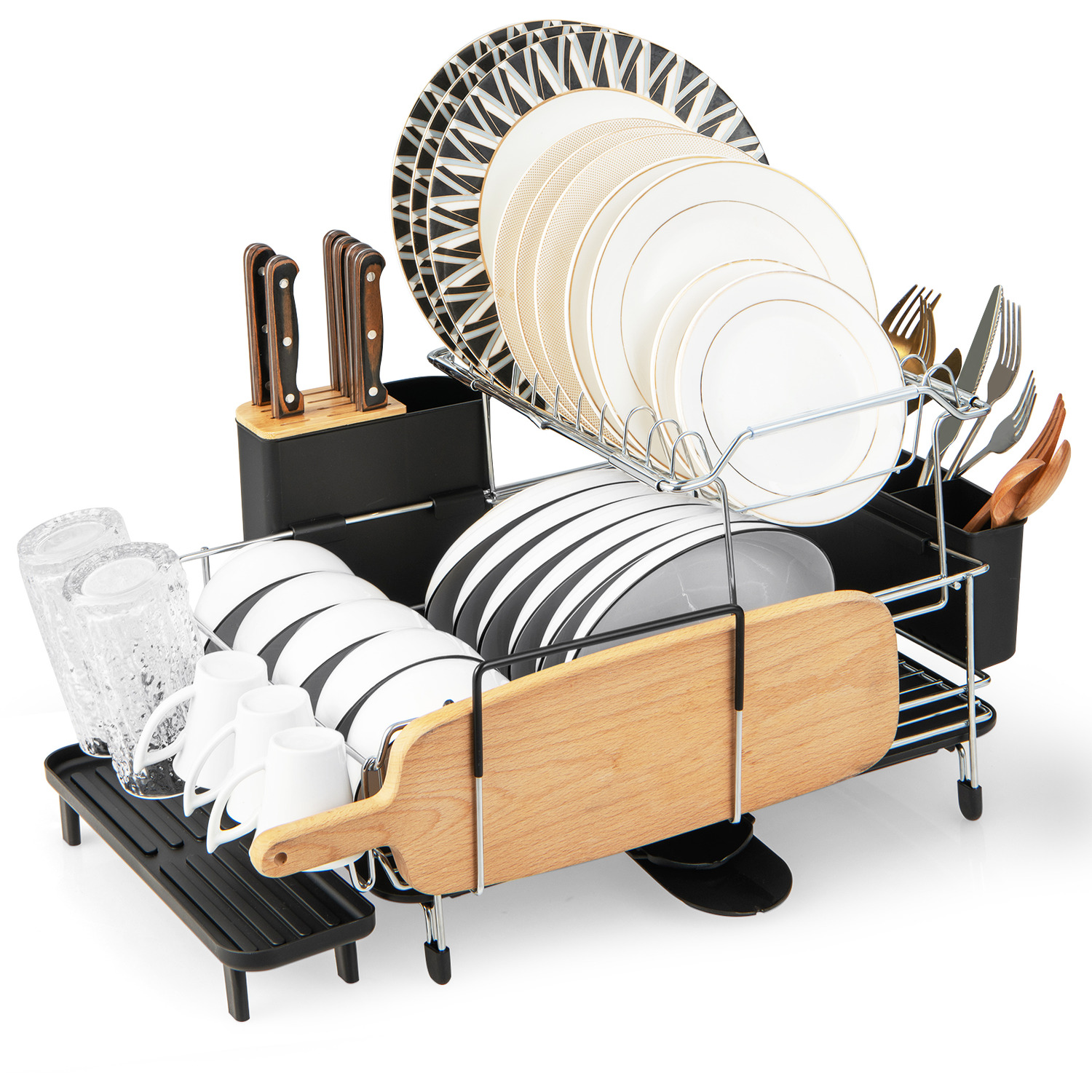 Image of 2-Tier Detachable Dish Rack - Black