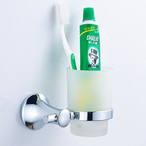 Sleek Wall-Mounted Toothbrush and Cup Holder