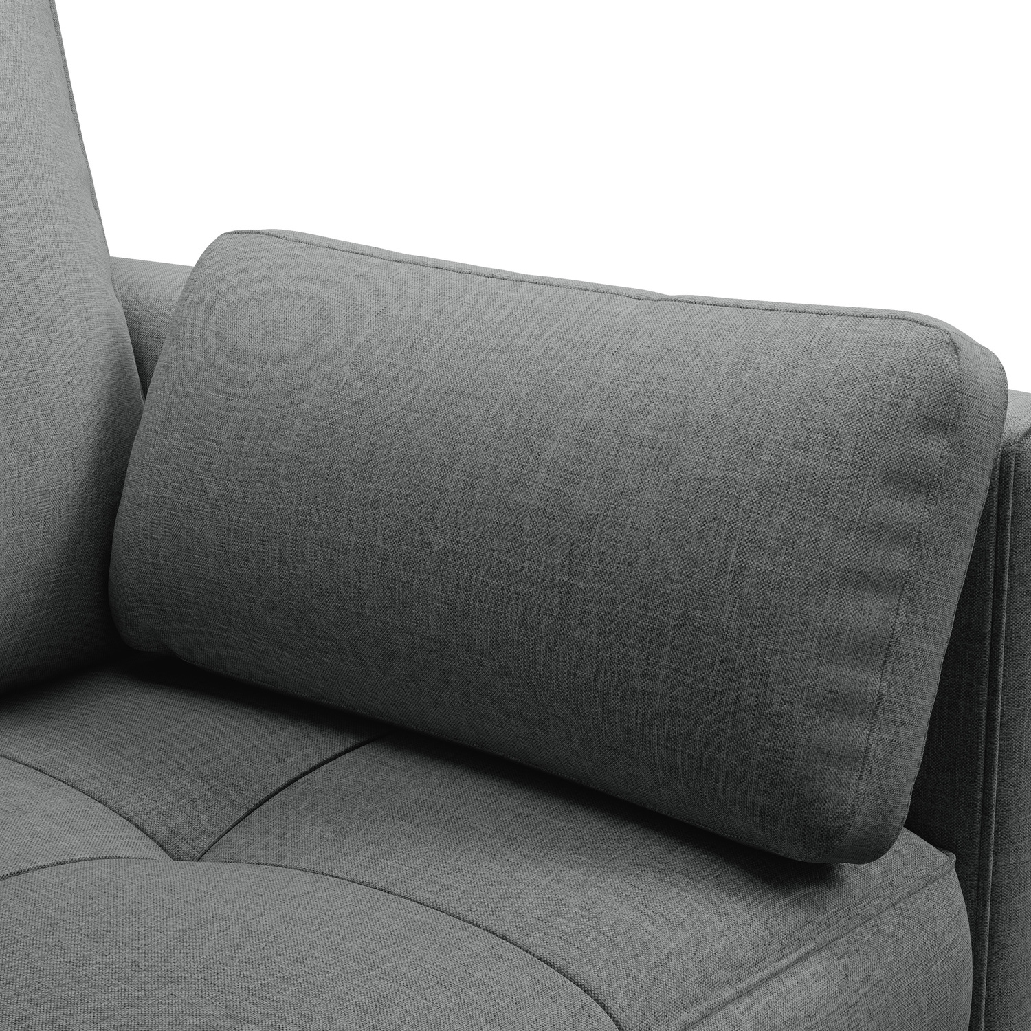 2 Seater Upholstered Sofa Couch With 2 Pillows - Dark Grey