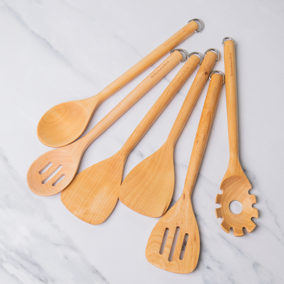 6pc Set Basting Spoon, Slotted Spoon, Short Turner, Solid Turner, Pasta Server