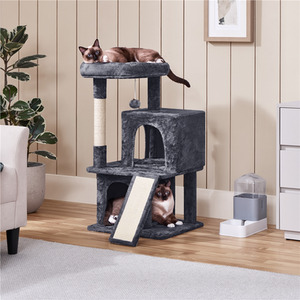Dark Grey Yaheetech 91cm Cat Tree with Double Condos shot 7237748