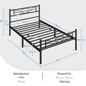 Black / Single Metal Bed Frame with Cloud Design shot 7319013