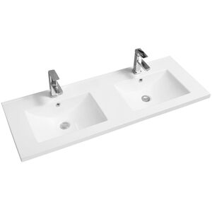 Ceramic 121cm Mid-Edge Double Inset Basin with Scooped Bowl
