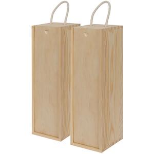 Harbour Housewares Wooden Wine Boxes - Single Bottle - Natural - Pack of 2