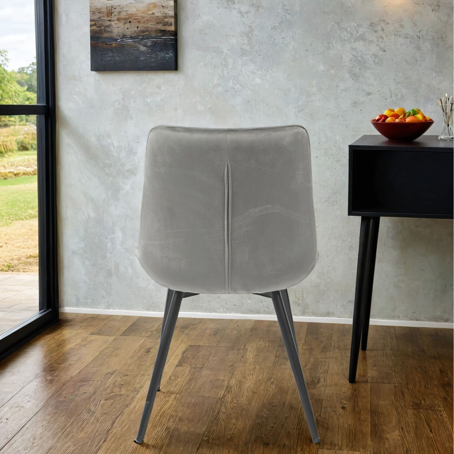 Velvita Luxury Velvet Dining Chair - Grey Metal Velvet 2