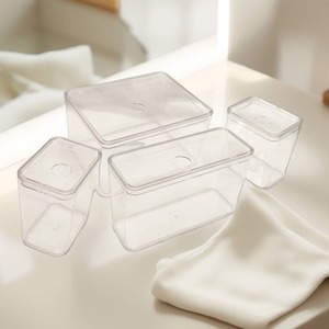 4 Clear Make Up Cosmetic Storage Organiser Pots Make Up Beauty Tidy