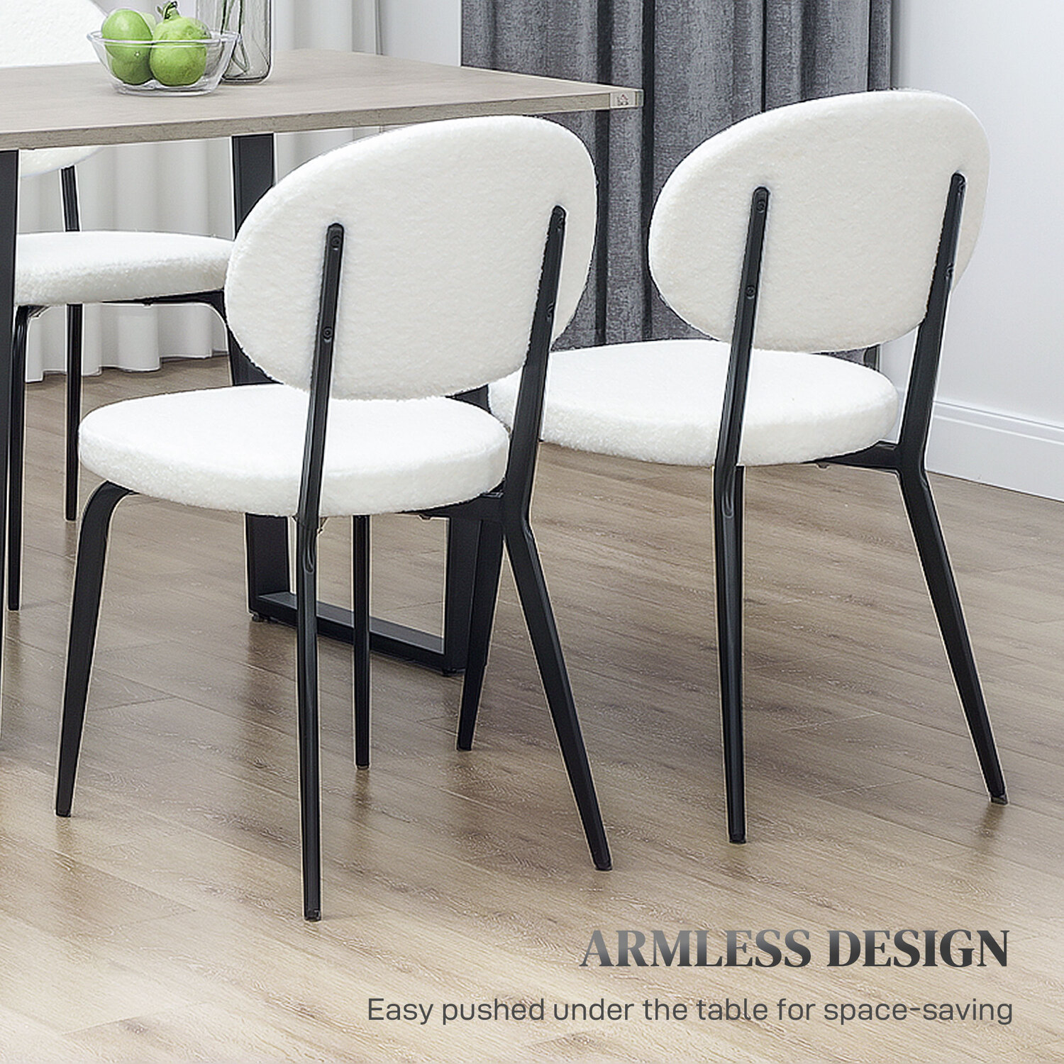 HOMCOM Modern Boucle Dining Chairs Set of 4 for Kitchen
