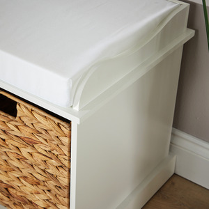 White / 2 Lapworth Hallway Storage Bench with Wicker Drawers shot 7637910
