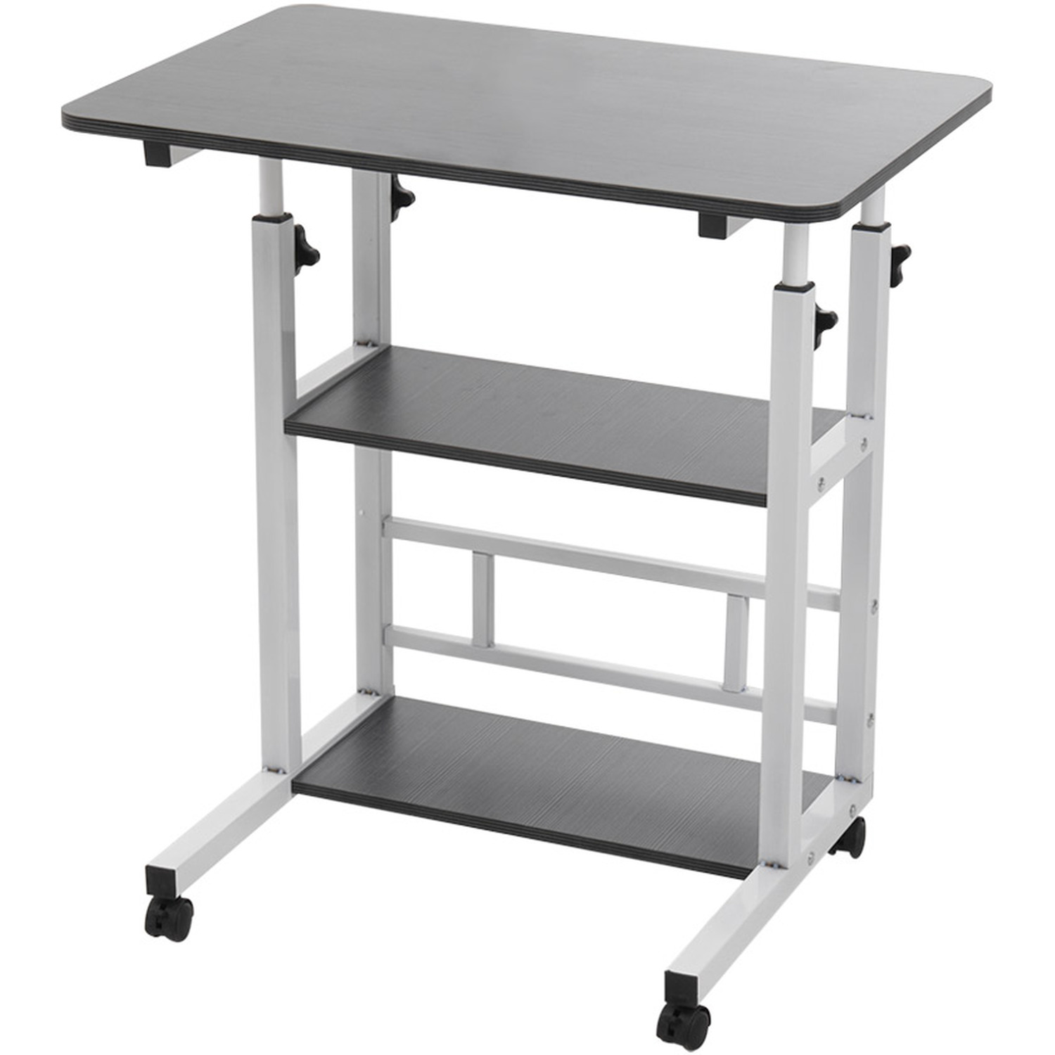 Livingandhome Height Adjustable Mobile Overbed Table - Black