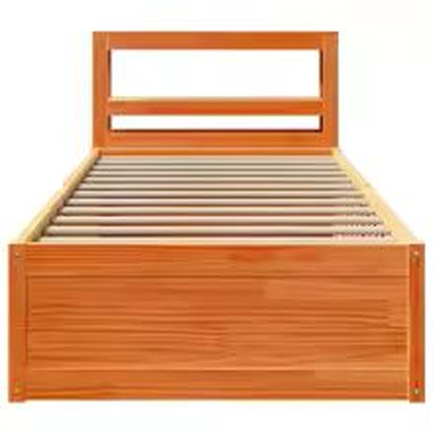 Single Solid Pine Bed Frame With Headboard - Brown