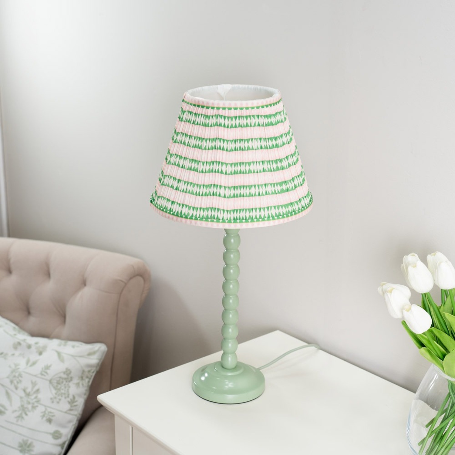Image of Bobbins Sage Green Table Lamp with&hellip;