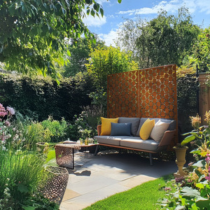 Geo Panels Metal Outdoor Privacy Screen with Stand