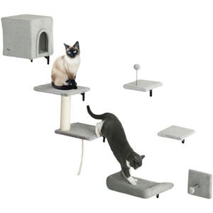 PawHut 6-Piece Cat Wall Shelves