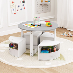 Toddler Nesting Table with 4 Storage Stools